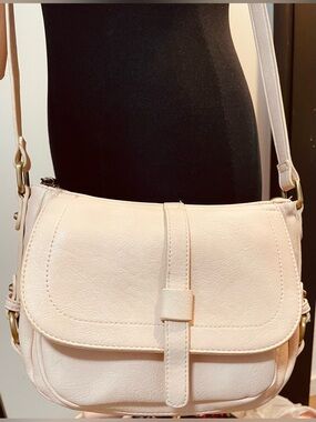 Anthropologie Delancey Crossbody Bag Vegan Leather Soft Pink Purse Chic Classic